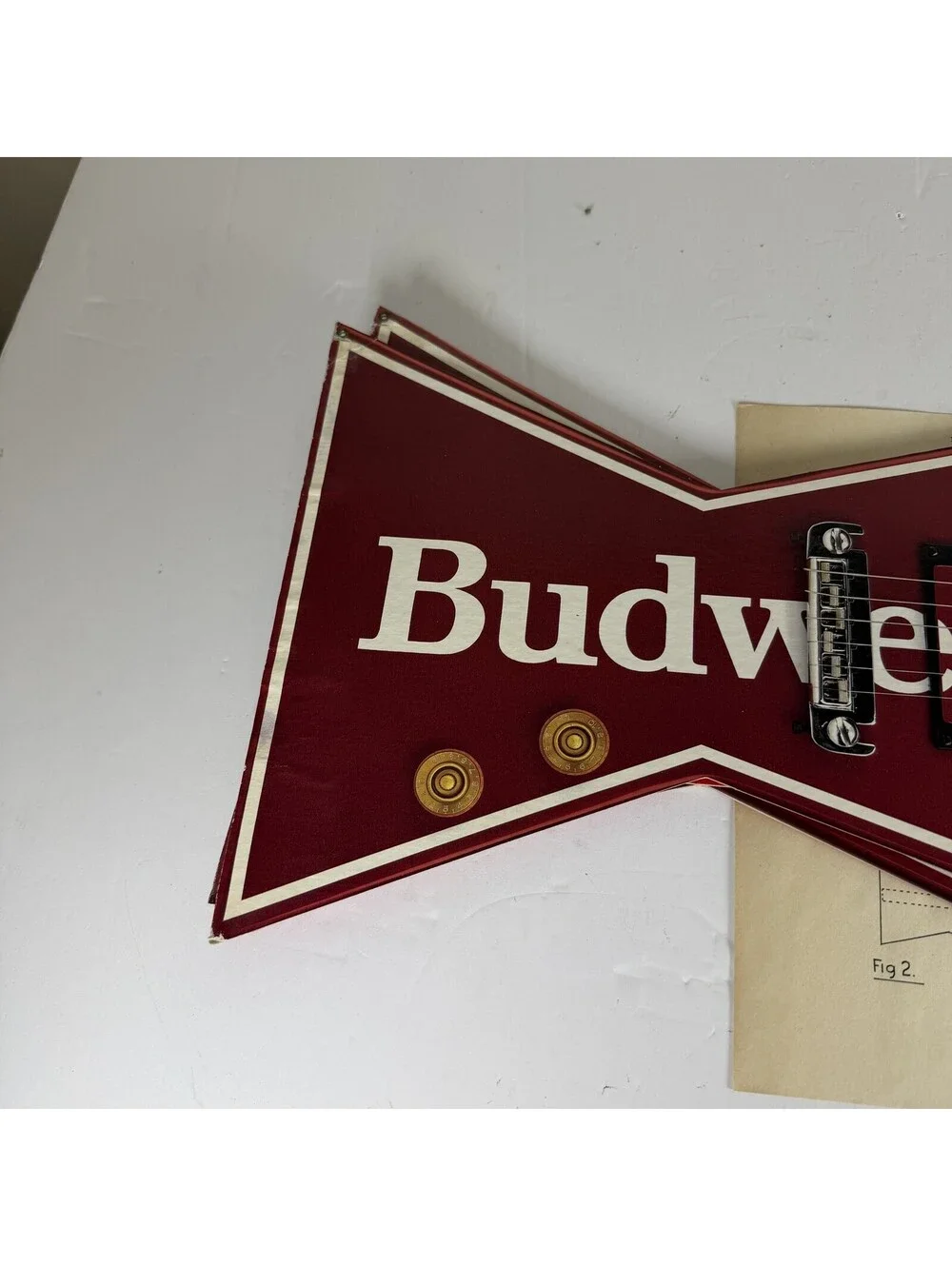 Vintage Budweiser Air Guitar Cardboard Display Lot w/ Instructions Breweriana